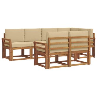 vidaXL Conjunto De Sof&aacute;s De Exterior Con Coj&iacute;n 7 Pcs Natural Y Beige Vidaxl
