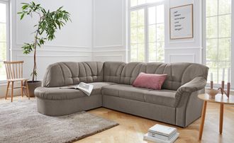 Domo Collection Ecksofa »Pegnitz, elegante Rückensteppung, zeitlose Formensprache, L-Form« wahlweise mit Bettfunktion