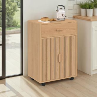 IDMarket Armario Aparador De Cocina Juliette Con Caj&oacute;n Efecto Listones De Madera L.60 Cm
