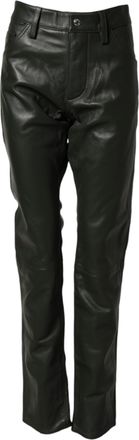 Dsquared2 Black Full Grain Leather Mid Waist Trouser Mens Pants