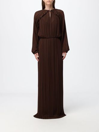 Fabiana Filippi Long Pleated Cr&ecirc;pe Tunic with Long Sleeves and a Crew Neck