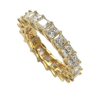 Suzy Levian Yellow Sterling Silver Princess Cut Cubic Zirconia Crossing Setting Eternity Band