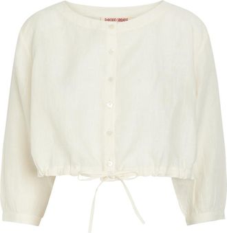 Emporio Sirenuse New Jinny Cropped Linen top - Off White - 44 (UK12 / M)
