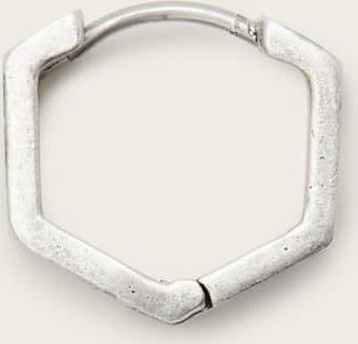 AllSaints Sterling Silver Danny Sterling Silver Hexagon Hoop Earring, Size: One Size