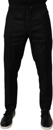 Dolce & Gabbana Black Wool Jogger Jogging Mens Pants