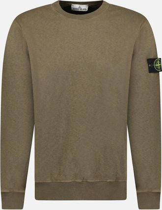 Stone Island Mens Stone Island Old Effect Crewneck Sweatshirt Military Green - Size: 38