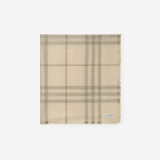 Burberry Wide Reversible Check Wool Silk Scarf