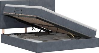 vidaXL Cama Con Almacenamiento Y Colch&oacute;n Gris Oscuro 140 X 190 Cm Vidaxl