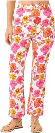 Lilly Pulitzer Carwyn Crop Flare Pants In Resort White Pansy Fansy