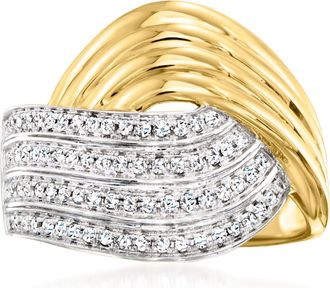 Ross-Simons Diamond Crisscross Ring in 14kt Yellow Gold
