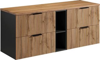Vente-Unique Mueble suspendido para lavabo y estantes - Natural claro - L140 cm - MADELA