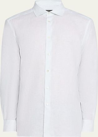 Ermenegildo Zegna Mens Oasi Lino Stripe Sport Shirt