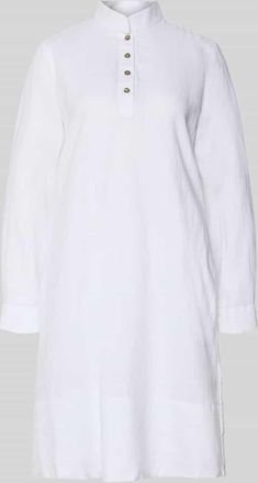 Christian Berg Leinenkleid mit Stehkragen und kurzer Knopfleiste in Weiss, Gr&ouml;&szlig;e 34