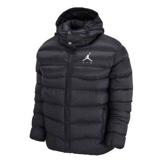Air Jordan Mens Air Jordan Solid Color Zipper Hooded Padded Clothes Black DN3402-010
