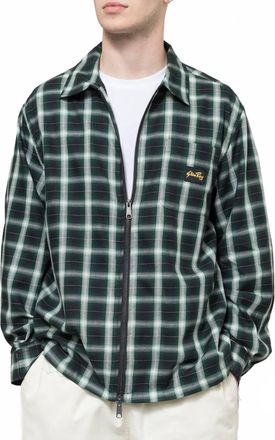 Stan Ray Lobg Sleeve Zip Shirt In Green Check