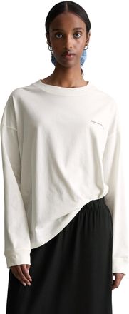 Marc O'Polo Denim Longsleeve MARC OPOLO DENIM, Damen, Gr. XL, silky wei&szlig;, Jersey, Obermaterial: 100% Baumwolle, relaxed fit normal, Rundhals, Shirts Longsleeve, relaxed