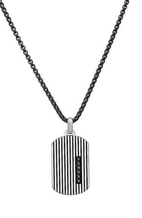 HMY Jewelry Mens Two-Tone Dog Tag Pendant Necklace in Silver/Black at Nordstrom Rack