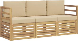 vidaXL Juegos De Sof&aacute;s 3 Uds. Y Beige Polyester Vidaxl