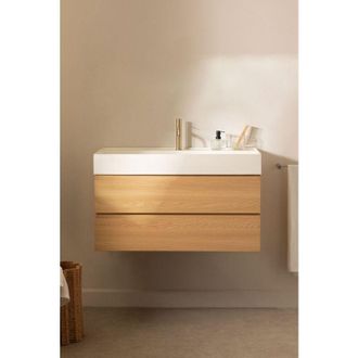 Sklum Conjunto De Mueble De Ba&ntilde;o En Madera Y Chapa De Fresno Con Lavabo Integrado Ona Sklum