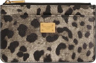 Dolce & Gabbana Luipaardprint Portemonnee met Rits - Dames - Portefeuilles - Bruin - ONE Size - Leer - Accessoires