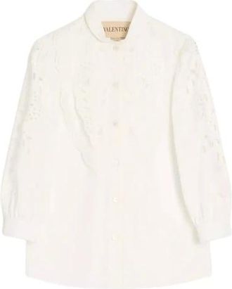 Valentino Overhemden, Dames, Wit, M, Katoen, Shirt VAL E26