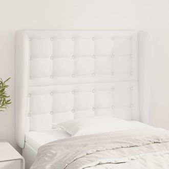 vidaXL Cabecero Con Orejas De Cuero Sint&eacute;tico Blanco 83x23x118/128 Cm Vidaxl
