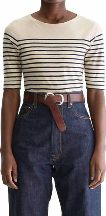 Bellerose Mias Short Sleeves Top In Stripe A Black White