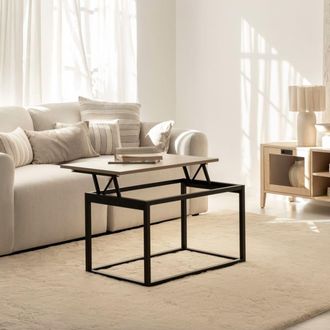Klast Mesa de centro elevable de madera natural 80 cm x 49-61 cm