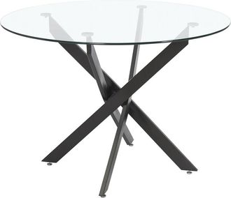 Home Heavenly Home Heavenly - Mesa De Comedor Redonda De Cristal Dan, De 110 Cm Di&aacute;metro X 73 Cm Altura. 4 Patas Entrecruzadas. Color : Pata Negra