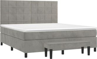vidaXL Vidaxl - Cama Box Spring Con Colch&oacute;n Terciopelo Gris Claro 180x200 Cm