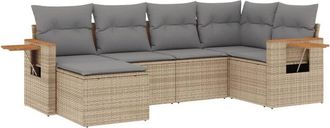 vidaXL Vidaxl - Juego De Sof&aacute;s Jard&iacute;n Con Cojines 6 Pzas Rat&aacute;n Sint&eacute;tico Beige