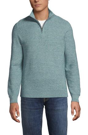 Lands End Long Sleeve Summer Weight Quarter Zip in Pale Teal Heather at Nordstrom, Size Xx-Large