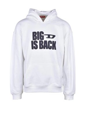 Diesel White Graphic Cotton Hoodie