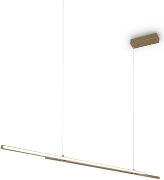 Maytoni Maytoni Halo Lámpara de techo colgante moderna de barra de 150 cm, latón, 1650 lm, pantalla blanca