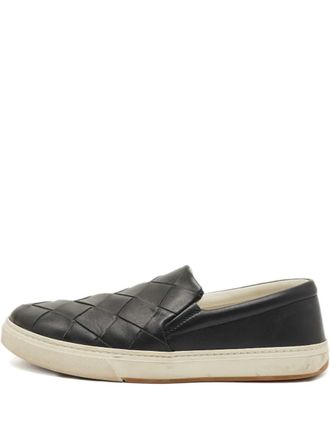Bottega Veneta intrecciato-leather sneakers - Black