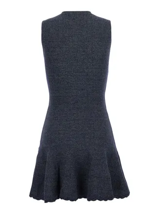 Self Portrait Textured Knit Mini Dress - Blue