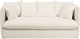 Maisons du monde Sof&aacute; cama de 3/4 plazas de lino lavado blanco