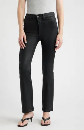 DL1961 Bridget Instasculpt Coated High Waist Bootcut Jeans in Black Coated at Nordstrom, Size 23
