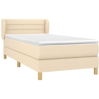 vidaXL Cama Box Spring Con Colch&oacute;n Tela Color Crema 90x200 Cm Vidaxl