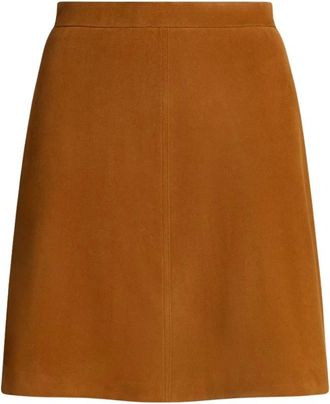 Kiton Softleren rok - Dames - Korte rokken - Bruin - XS - Leer - Rokken