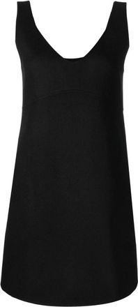 Parosh Black V-neck Shift Mini Dress