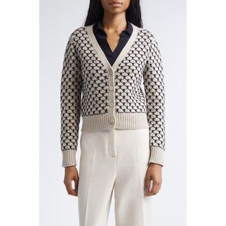 Max Mara Mastro Crystal Embellished Wool Blend Cardigan in Beige at Nordstrom, Size X-Large