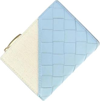 Bottega Veneta Pre-owned Intrecciato Portemonnee (bi-fold) - Dames - Vintage Accessoires - Blauw - ONE Size - Leer - Vintage