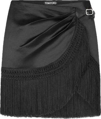 Tom Ford Minigonna con dettaglio frangia - Nero