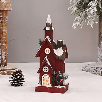 OEM Bocqde Regalos Y Decoraciones Navide&ntilde;as - Decoraciones Navide&ntilde;as De Madera Con Forma De Casa De Abeto Roja Brillante/casa De Nieve - &iexcl;liquidaci&oacute;n