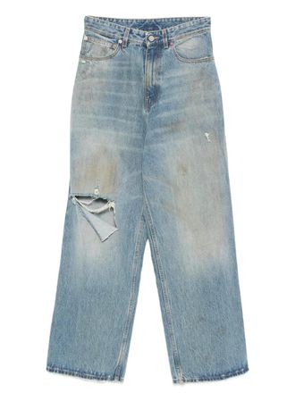 VETEMENTS Gerafelde baggy jeans - Blauw