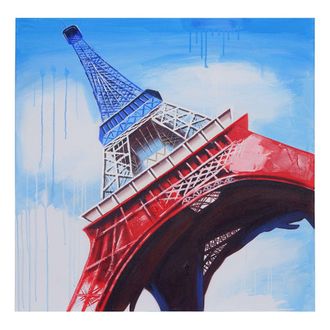 Hhg Hhg - Pintura Al &Oacute;leo Torre Eiffel Tricolor, 100% Pintado A Mano Pintura Mural Xl, 100x100cm
