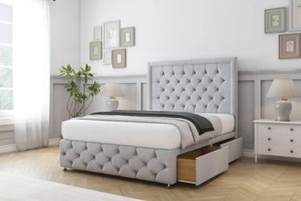 Sloomy Vienna Naples Divan Set No Drawers-26 Headboard-Footboard in Silver | Size: King