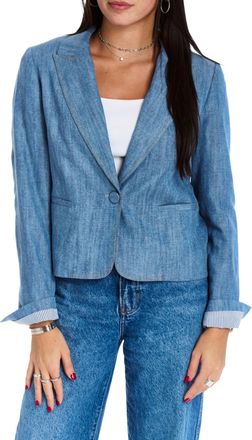 Drew Oakley Denim Blazer In Bleach
