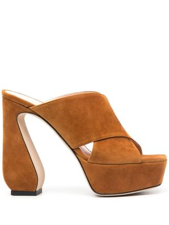 Sergio Rossi criss-cross platform suede sandals - Brown
